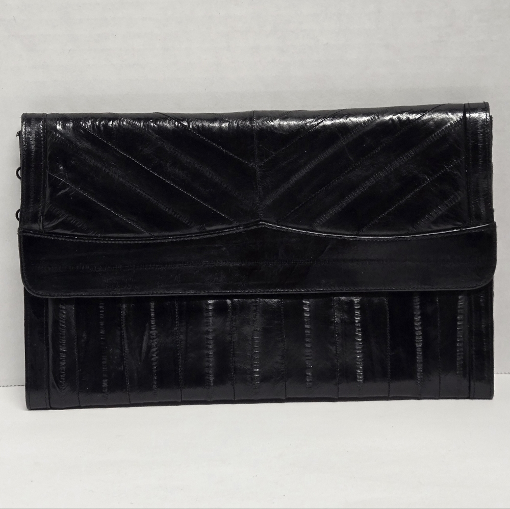 Vintage Eel Skin Black Clutch 10"X6"